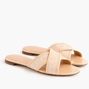 New J Crew Glitter Cora Crisscross Sandal Gold